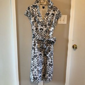 Cotton side-zip dress with wrap sash